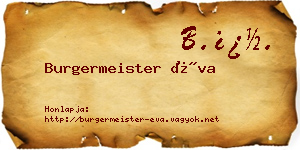 Burgermeister Éva névjegykártya